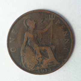 Монета один пенни, Великобритания, 1913г.